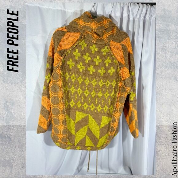 FREE PEOPLE OPTIMISTIC CARDIGAN CITRUS TAN COMBO NWT - Picture 6 of 7